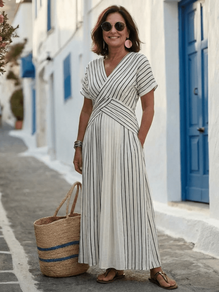 Cressida | Elegant White Midi Dress with Sleeves for Women 4