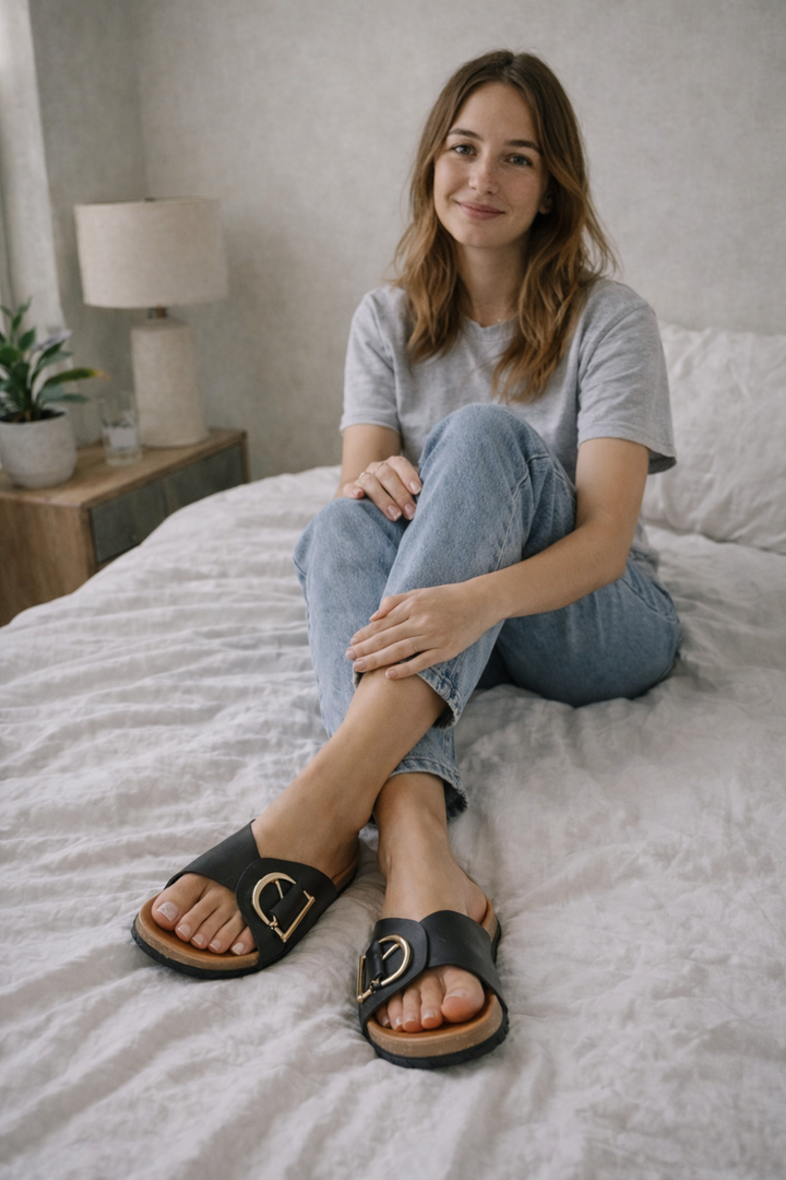 Dalia | Women's Mules Shoes Buckled Open Slip-On Casual Summer Style 0