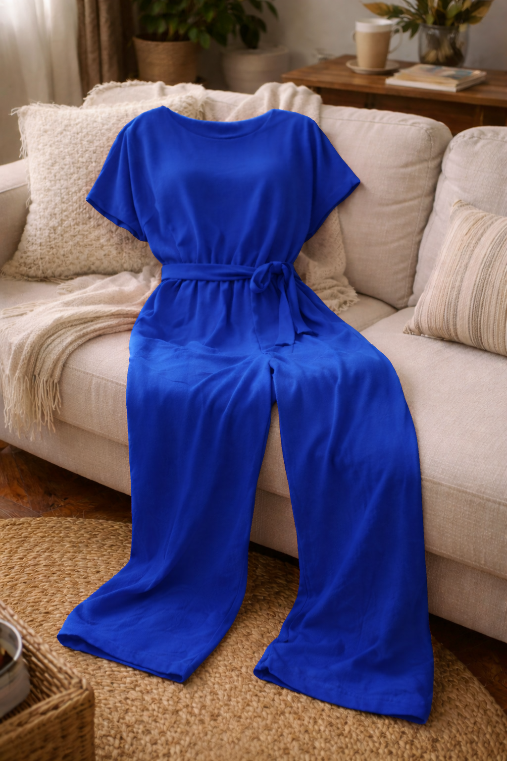 Dara | Women's Jumpsuit Elegant Wide Leg Tie Belt Short Sleeve 4