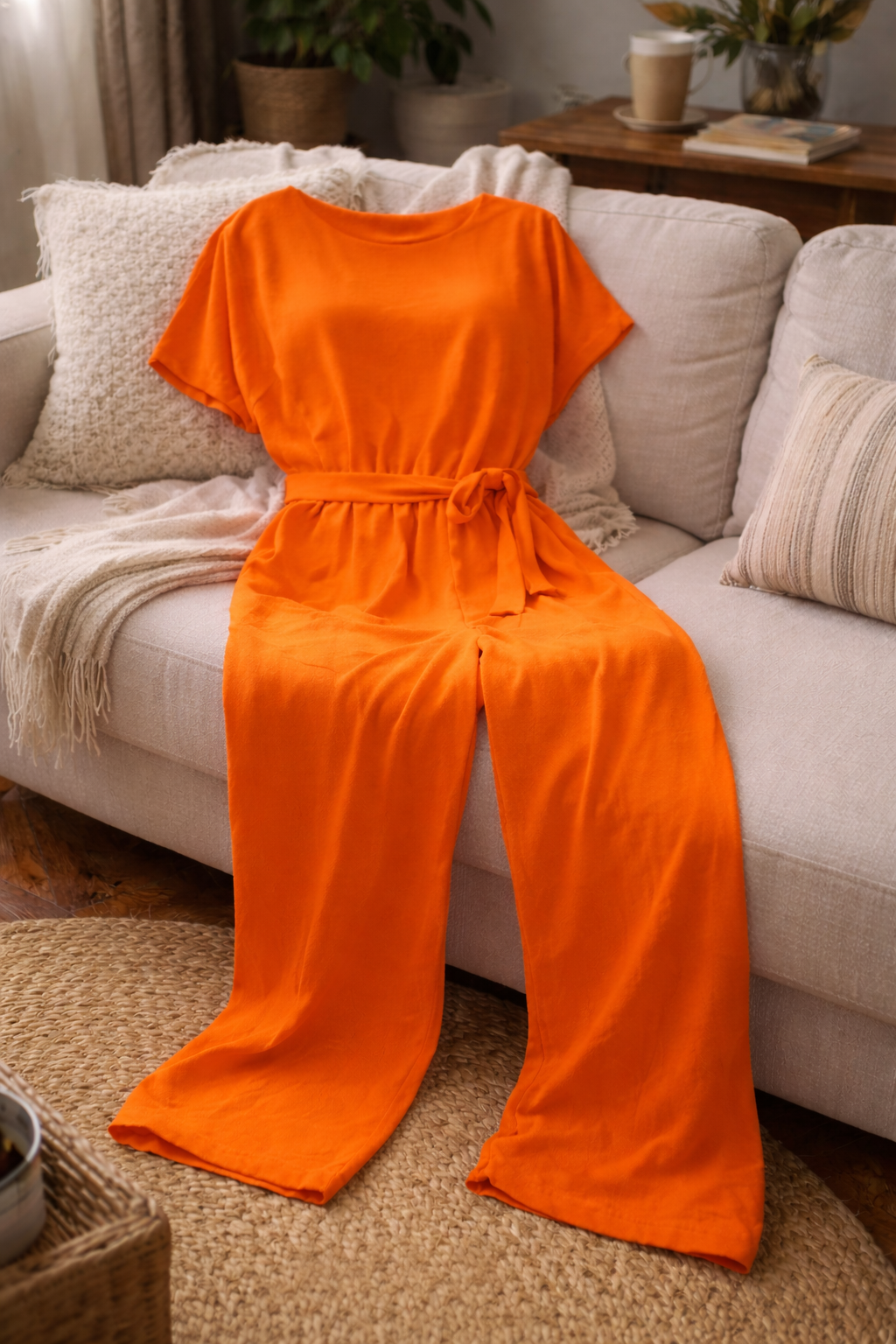 Dara | Women's Jumpsuit Elegant Wide Leg Tie Belt Short Sleeve 7