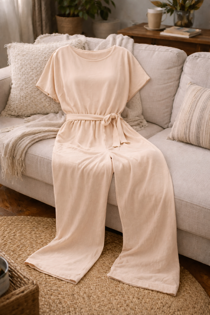 Dara | Women's Jumpsuit Elegant Wide Leg Tie Belt Short Sleeve 8