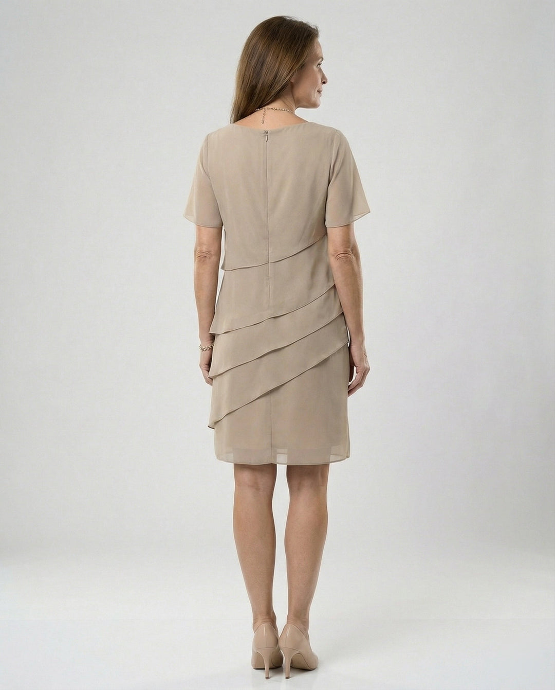 Daria | Womens Dress Elegant Chiffon Layered Knee-Length Summer Style 3