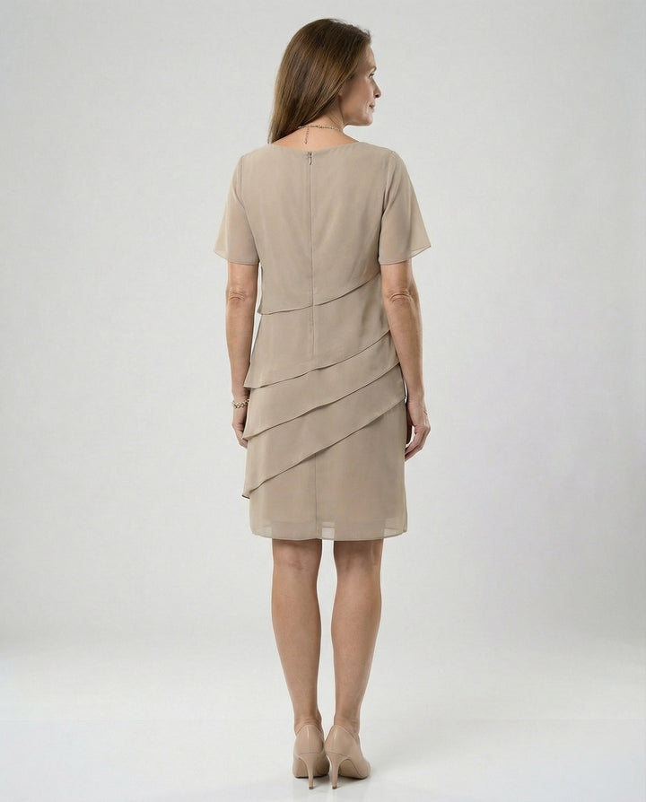 Daria | Womens Dress Elegant Chiffon Layered Knee-Length Summer Style 3