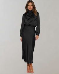 Olivia| Abito con maniche in raso alla moda