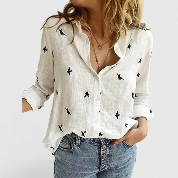Demi | Elegant Linen Ruffled Button-Down Shirt 8