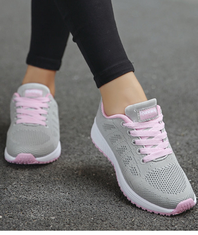 Dreya | Women's Sneakers White Mesh Lace-Up Comfortable Fit 2