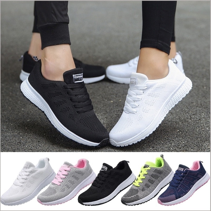 Dreya | Women's Sneakers White Mesh Lace-Up Comfortable Fit 3