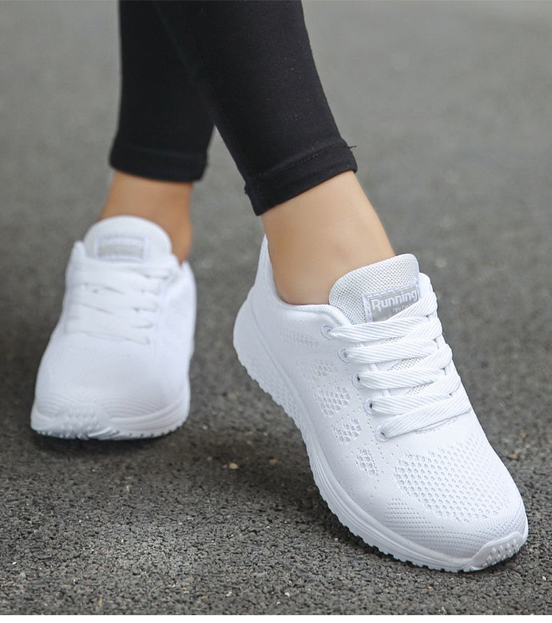 Dreya | Women's Sneakers White Mesh Lace-Up Comfortable Fit 4