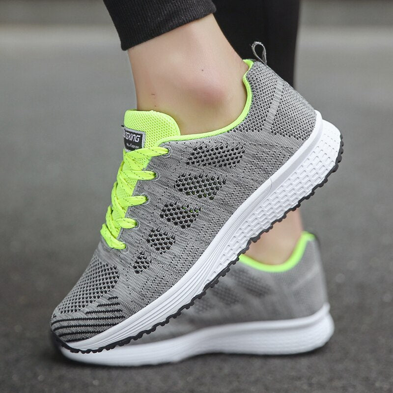 Dreya | Women's Sneakers White Mesh Lace-Up Comfortable Fit 8
