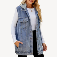 Chloe | Stylish And Casual Women's Denim Hoodie Vest