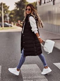Evelyn | Warm And Stylish Knee-Length Quilted Hooded Vest