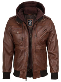 Oliver | Giacca Bomber Premium in Pelle con Cappuccio Rimovibile