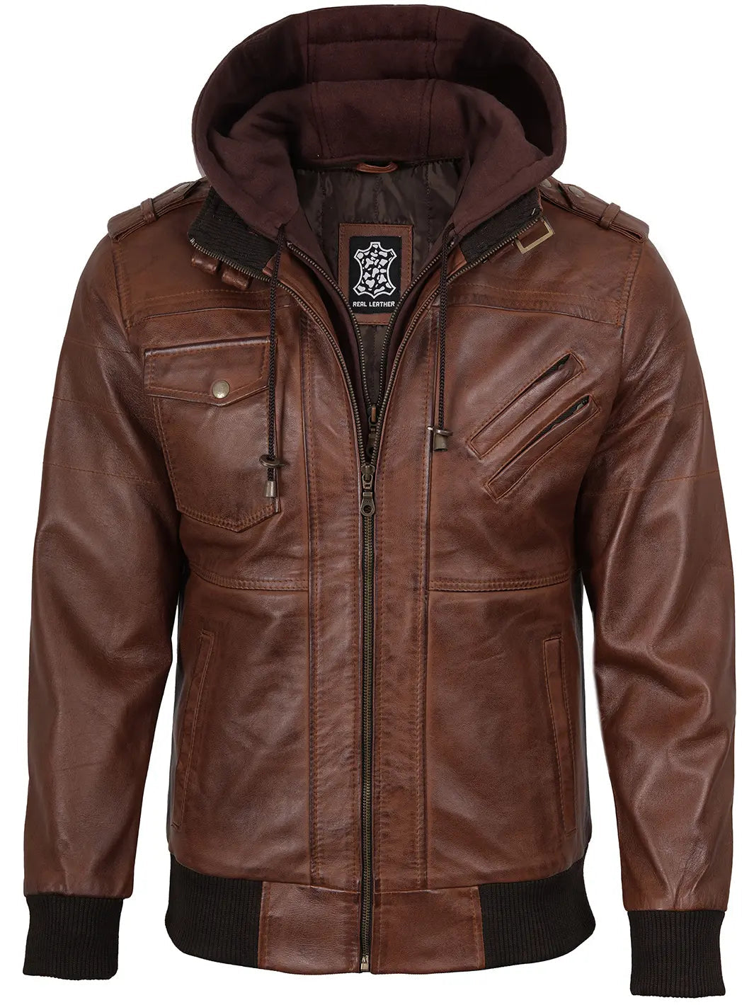 Eldrin | Stylish & Versatile Men’s Leather Jacket with Removable Hood 2