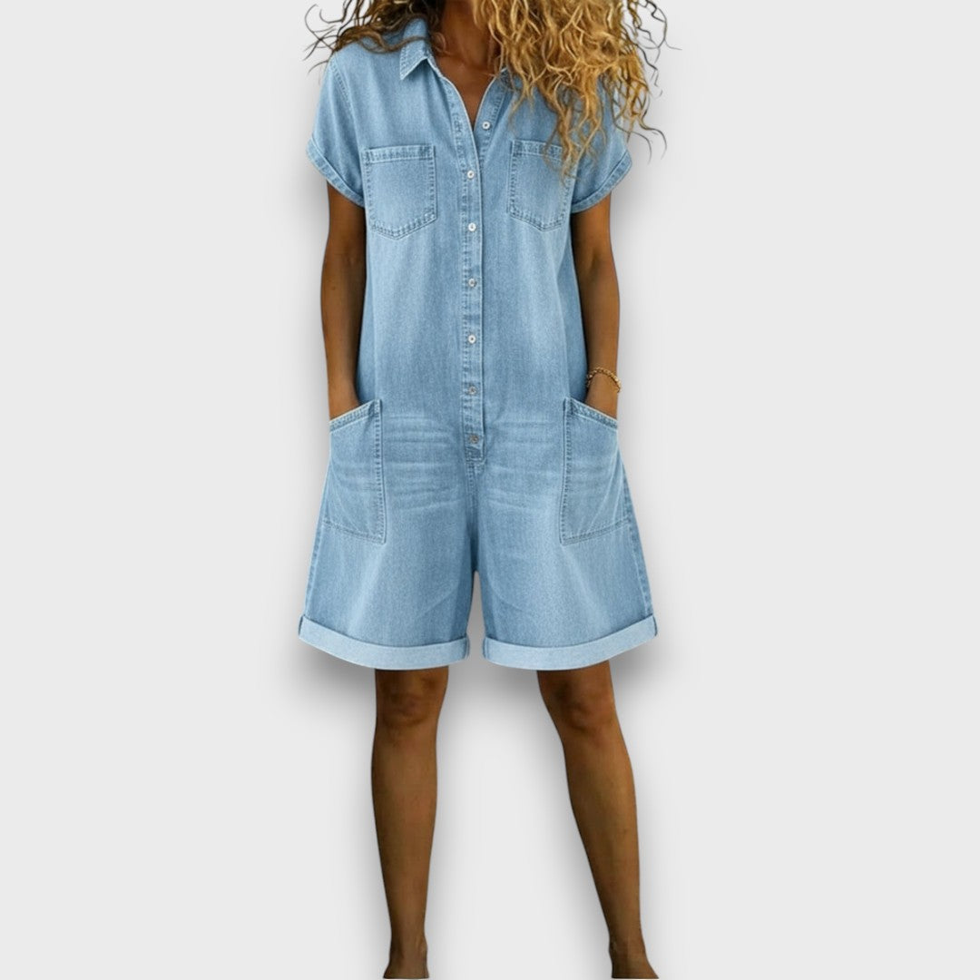 Elena | Vintage Style Denim-Look Jumpsuit 5