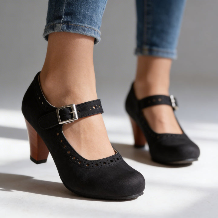 Elizabeth | Stylish Mary Jane Brogue Block Heel Pumps 6