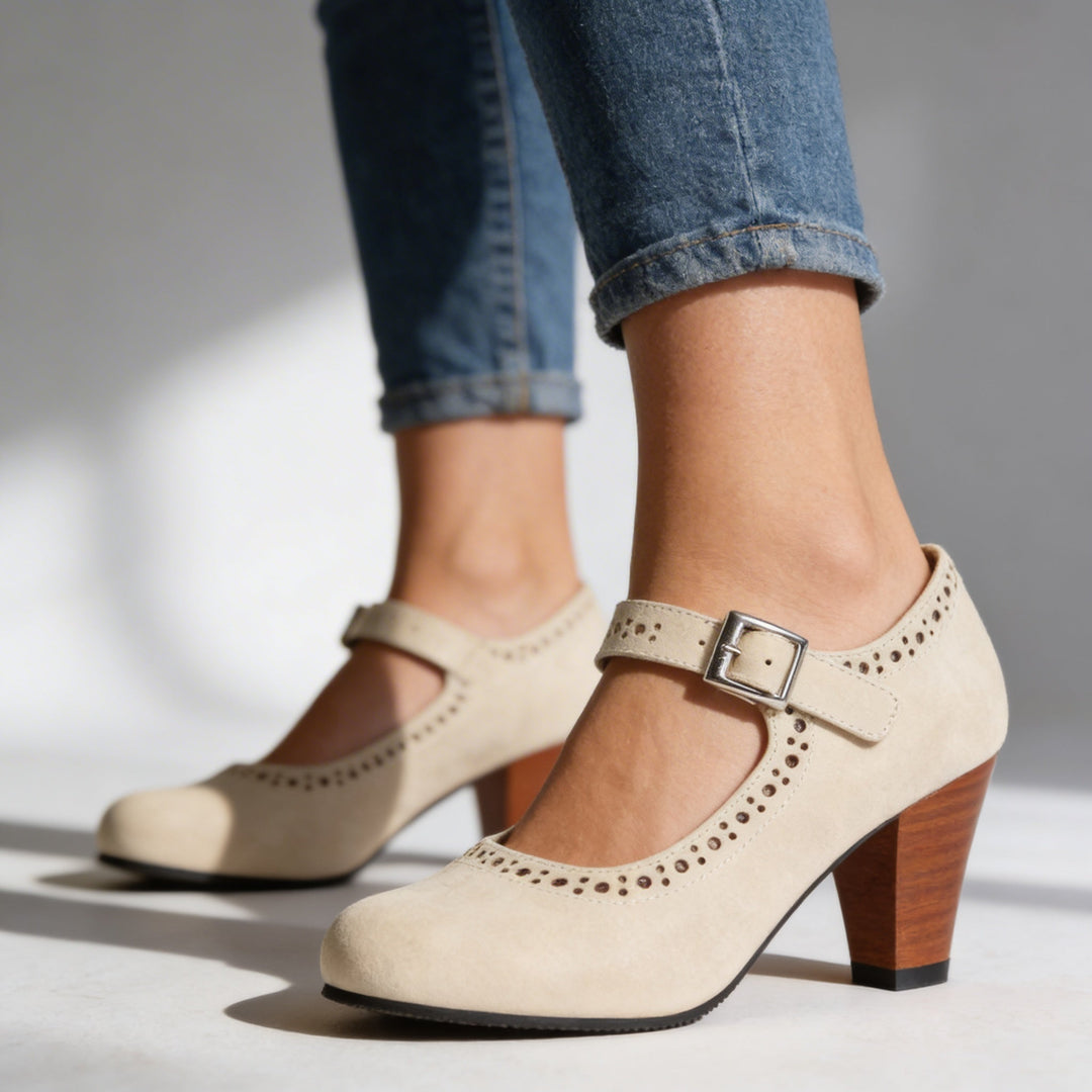 Elizabeth | Stylish Mary Jane Brogue Block Heel Pumps 7