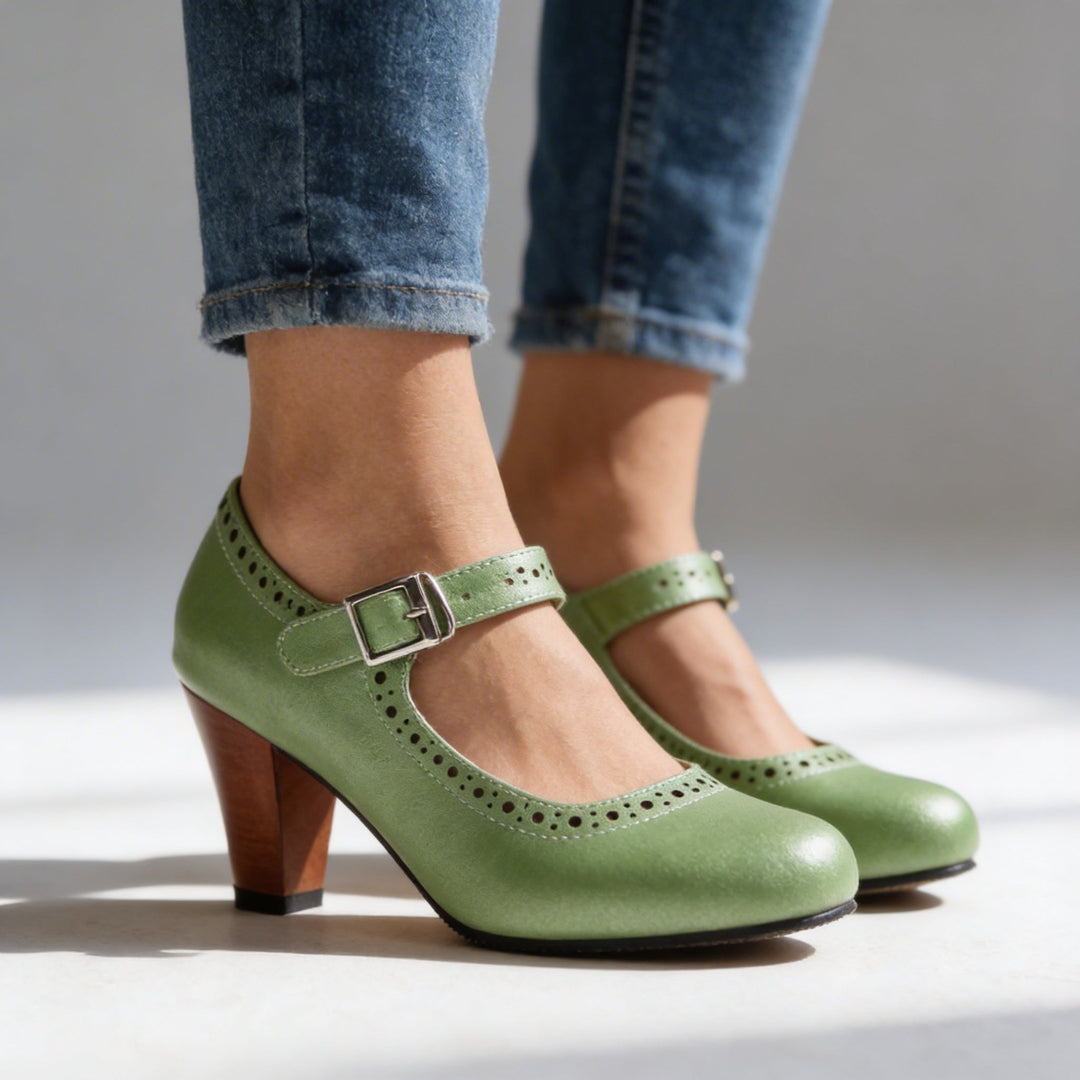 Elizabeth | Stylish Mary Jane Brogue Block Heel Pumps 8