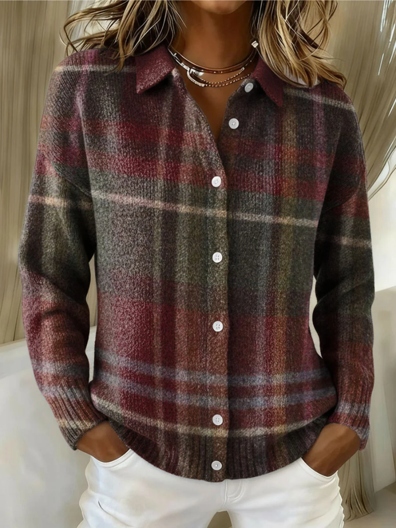 Emily – Checked Knit Blouse 0