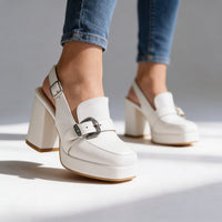 Lily | Comfortable And Warm Platform Slingback Block Heel Loafers