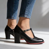 Harper | Casual T-Strap Mary Jane Block Heels
