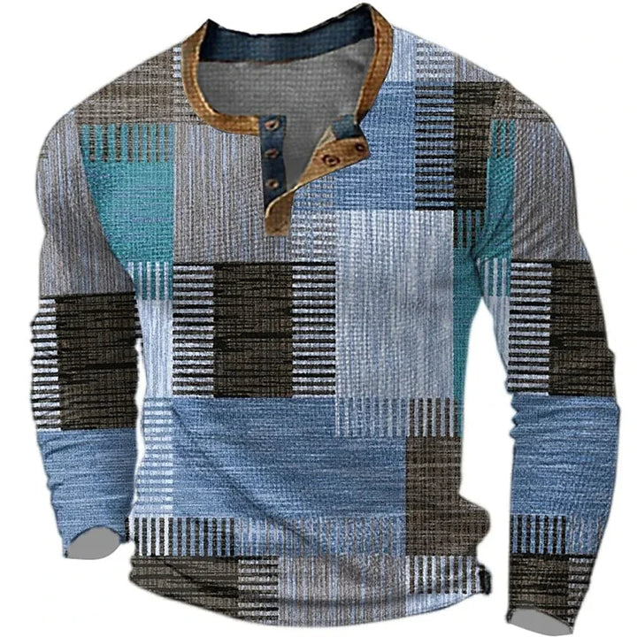 Ethan | Stylish, Comfortable & Modern Men’s Long Sleeve Patchwork Shirt 1