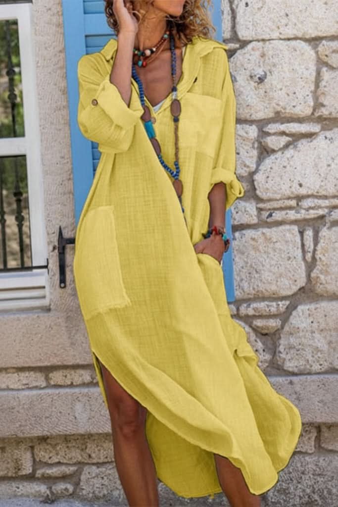 Evelyn | Effortless Linen Midi Shirt Dress 4