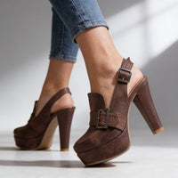 Mia | Comfortable Retro Platform Slingback Block Heel Loafers