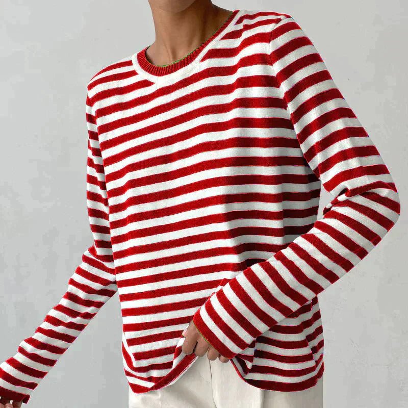 Evelyn | Women's Relaxed-Fit Nautical Striped Long Sleeve Sweater 3