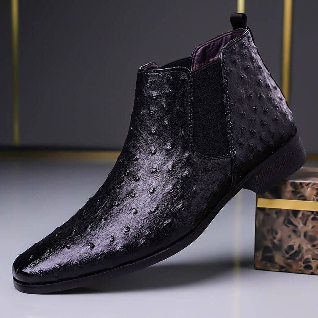 Felix | Luxury Textures And Premium Ostrich Pattern Leather Boots 1