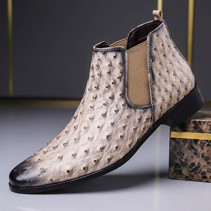 Felix | Luxury Textures And Premium Ostrich Pattern Leather Boots 2