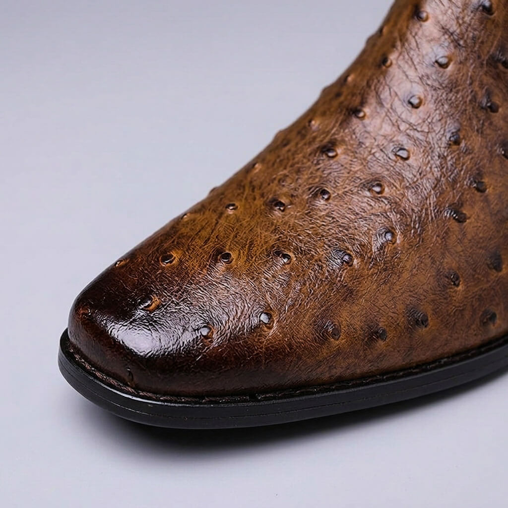 Felix | Luxury Textures And Premium Ostrich Pattern Leather Boots 3