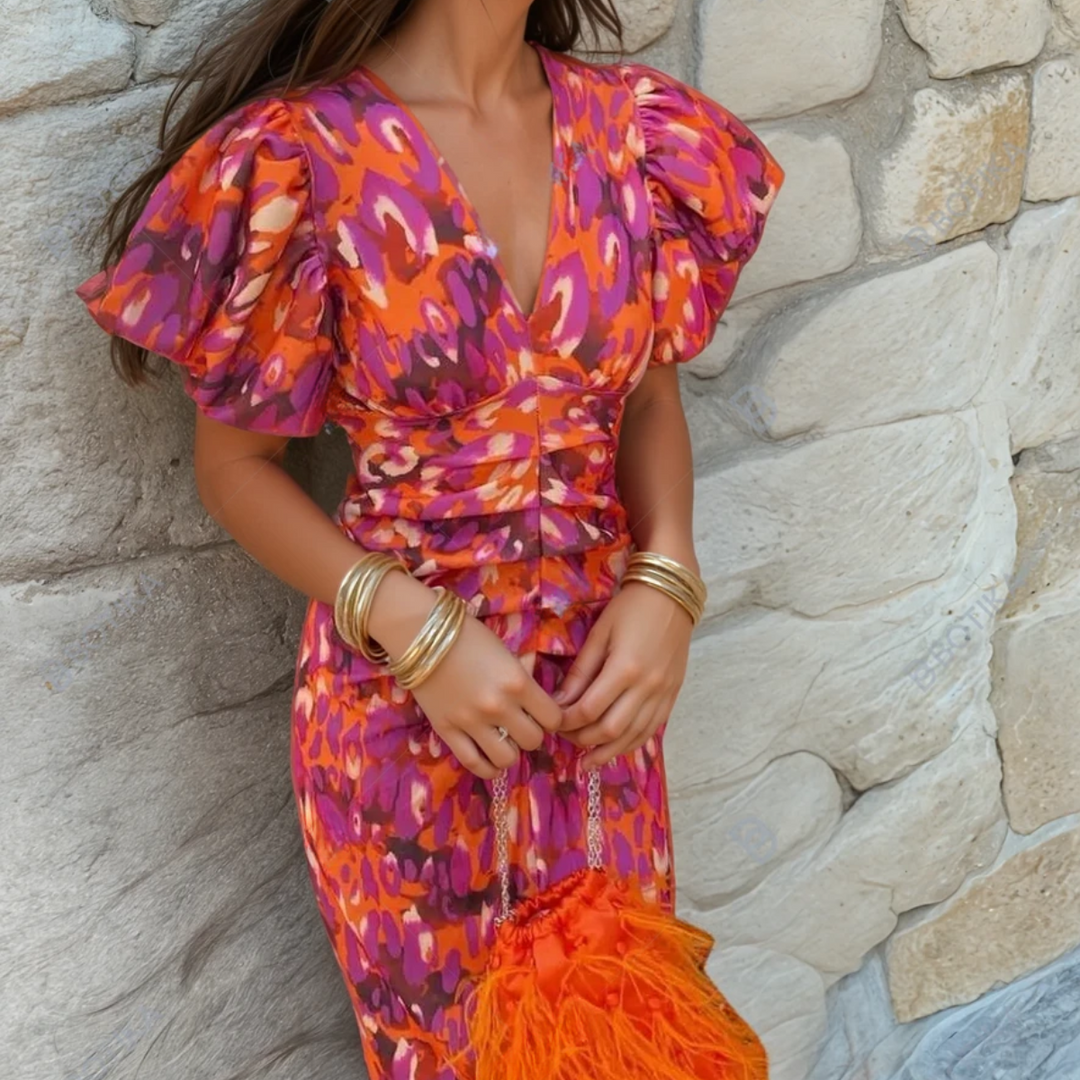 Florence | Elegant Printed Wedding Guest Dress 0