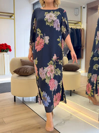 Kari| Abito lungo elegante in chiffon floreale