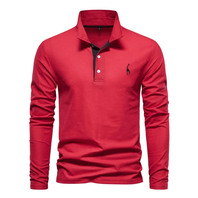 Frank | Cotton Blend Long Sleeve Polo Shirt 10