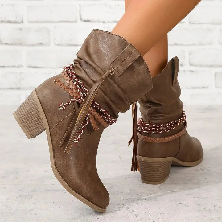 Franziska | Braided Tassel Water-Resistant Western Boots 2