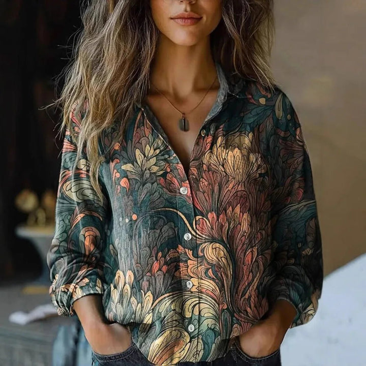 Gabriele | Beautiful And Relaxed Boho Floral Button-Up Blouse 3