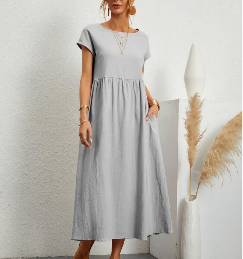 Gina | Women's Dress Elegant Maxi Summer Breathable Cotton Blend 1