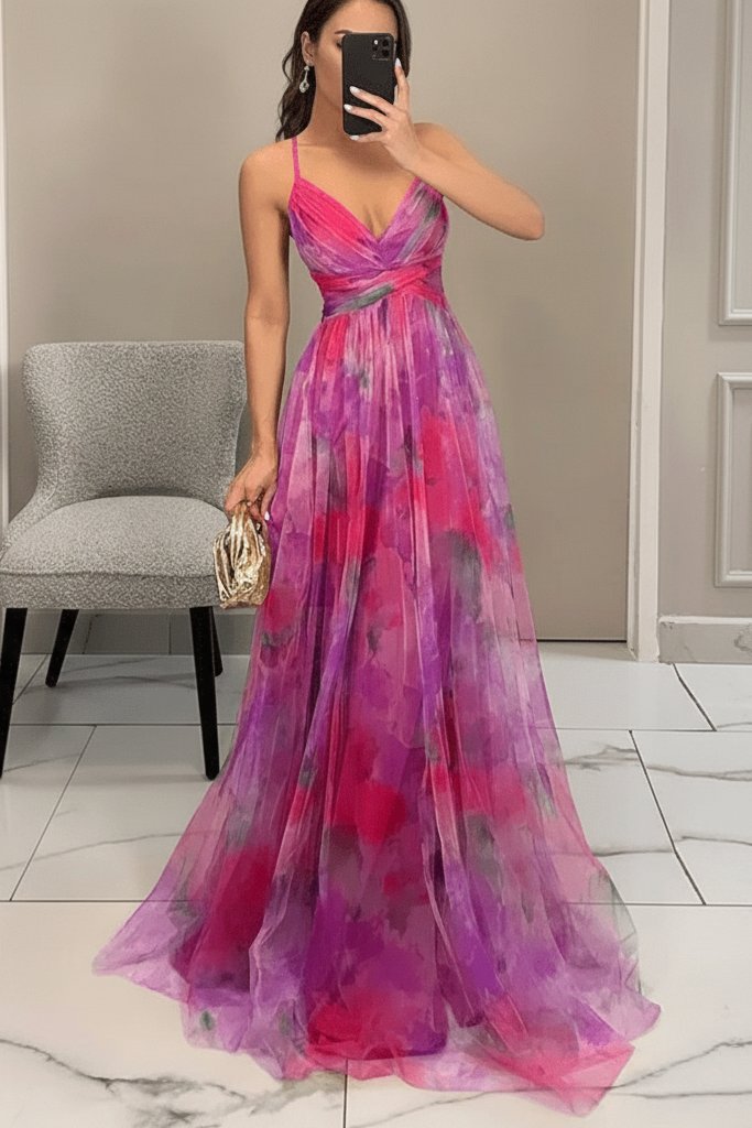 Grace | Vibrant Watercolor Floral Tulle Maxi Dress 8