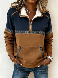 Harriet | Cozy Aztec Quarter-Zip Fleece Sweater