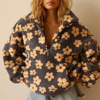 Mia | Cozy Floral Teddy Fleece Half-Zip Sweater