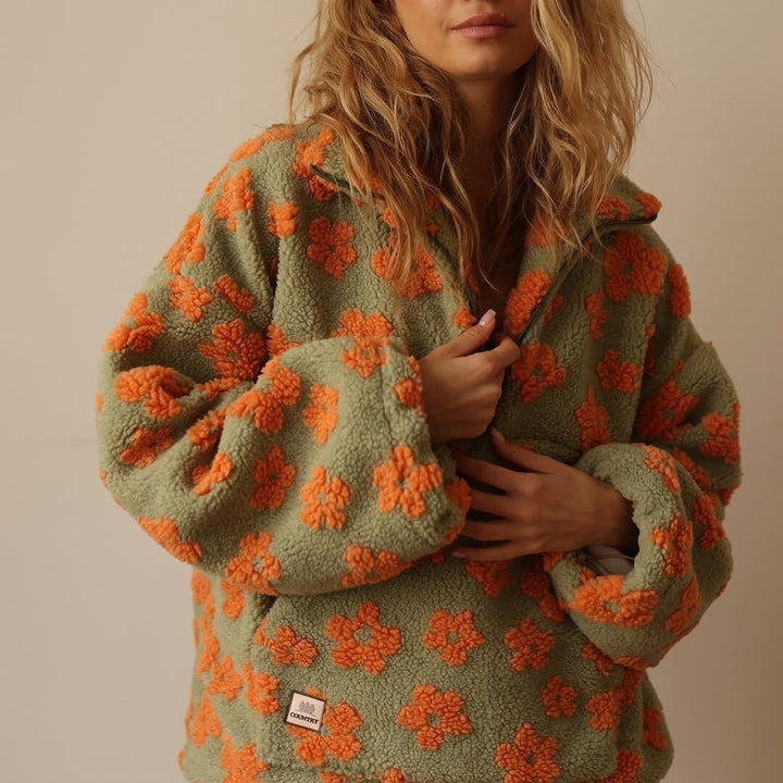 Grace | Women's Oversized Floral Teddy Fleece Half-Zip Jumper 5