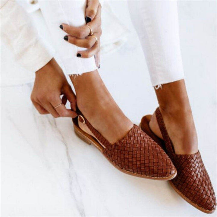 Hannah | Woven Leather Pointed-Toe Slingback Sandals 0