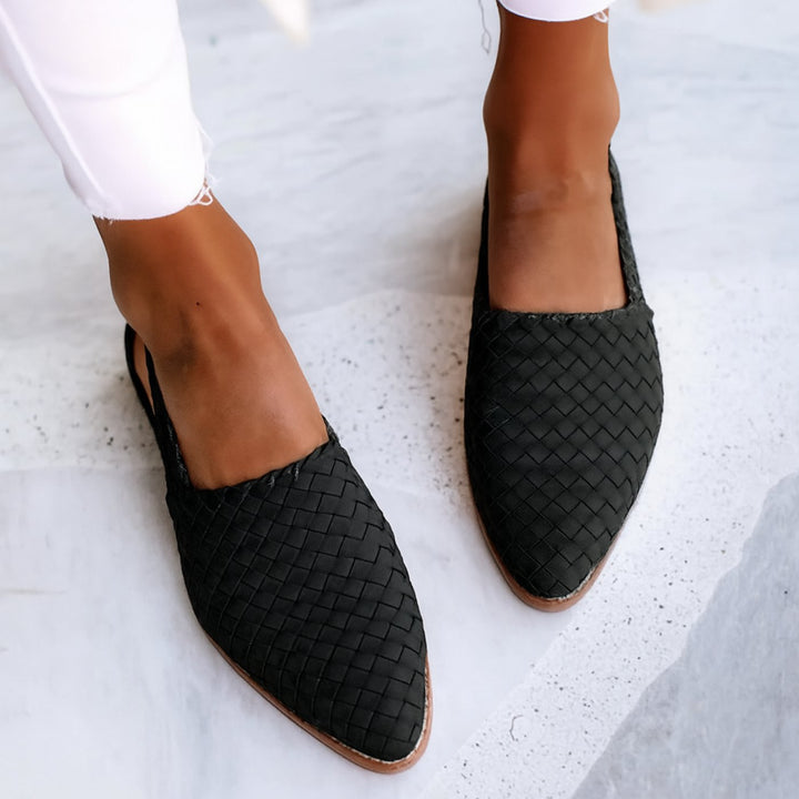 Hannah | Woven Leather Pointed-Toe Slingback Sandals 6