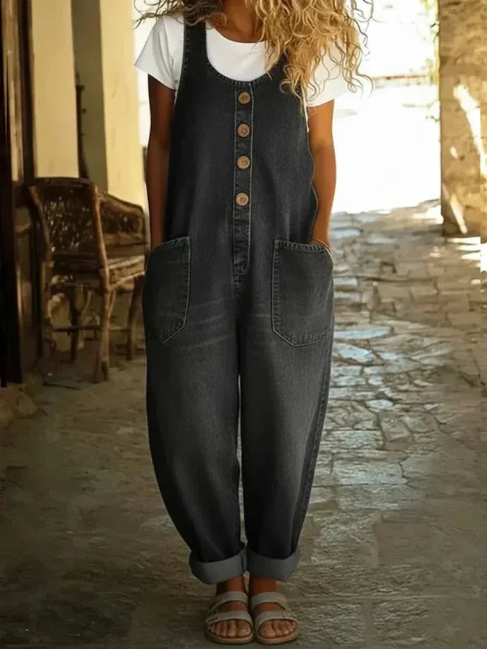 Harper | Vintage Relaxed Button-Front Overalls Jumpsuit 2