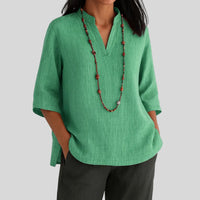 Claire | Relaxed V-Neck Linen Tunic Top for Everyday Comfort