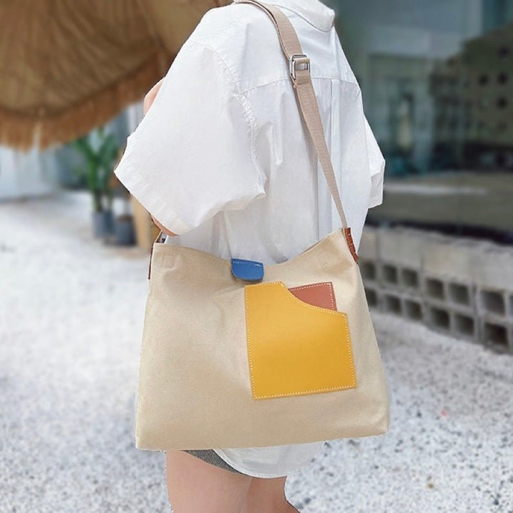 Hazel | Color Block Canvas Tote Bag 0