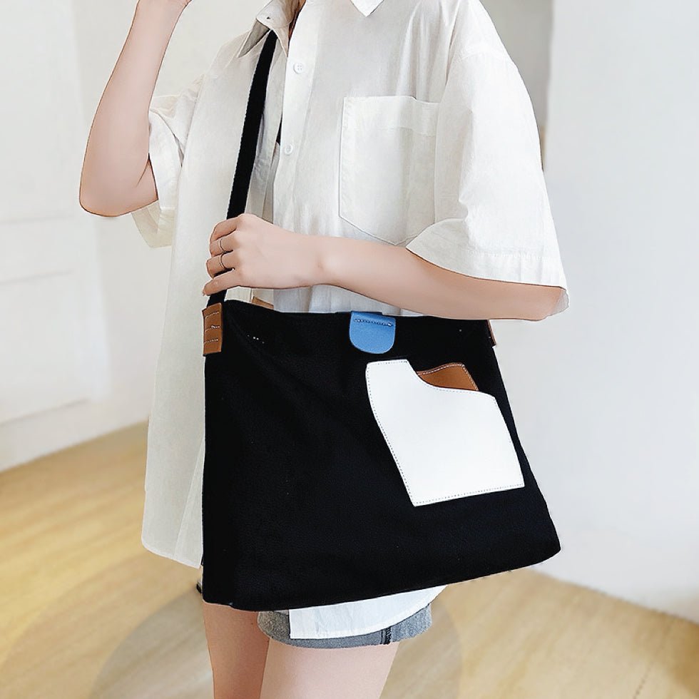 Hazel | Color Block Canvas Tote Bag 6