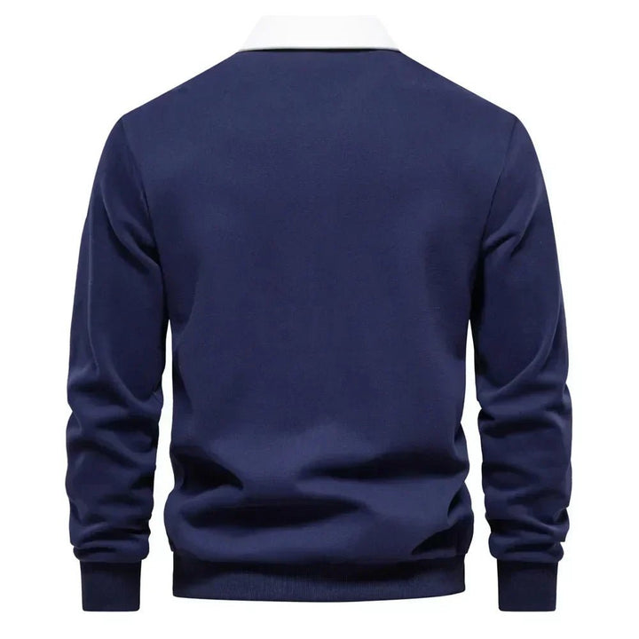 Henry | Men's Long-Sleeve Contrast Collar Cotton-Blend Golf Polo Jumper 6