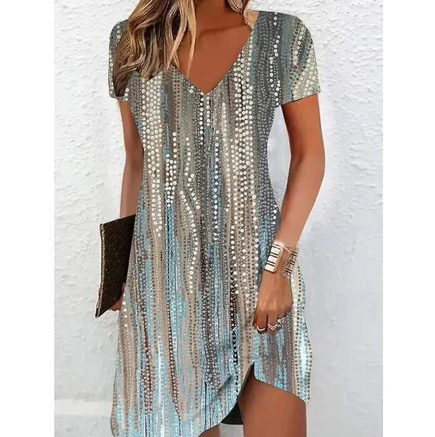 Indiana | Beige Glitter Cocktail Dress for Women Elegant Party Dress 8