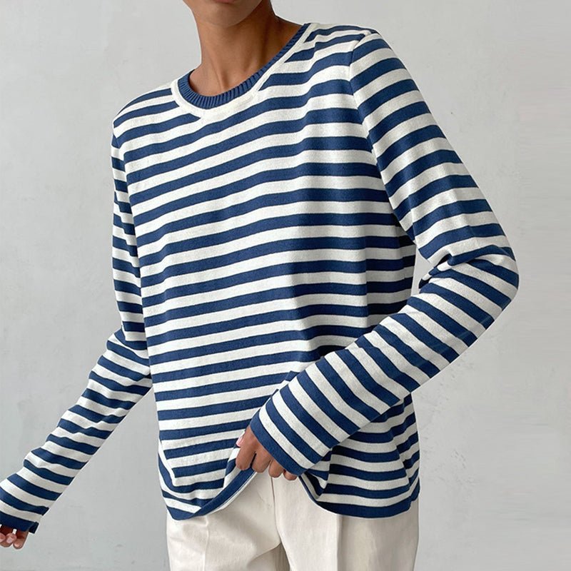 Isabella | Comfortable And Warm Nautical Striped Long Sleeve Sweater 0